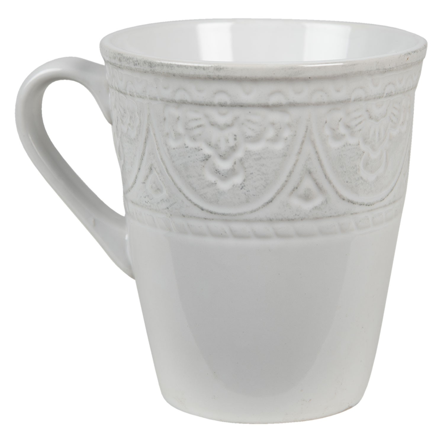Krémový hrneček se vzorem - 13*10*12 cm / 450 ml