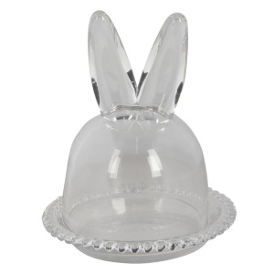 Skleněný podnos s poklopem a oušky Rabbit - Ø 14*16 cm