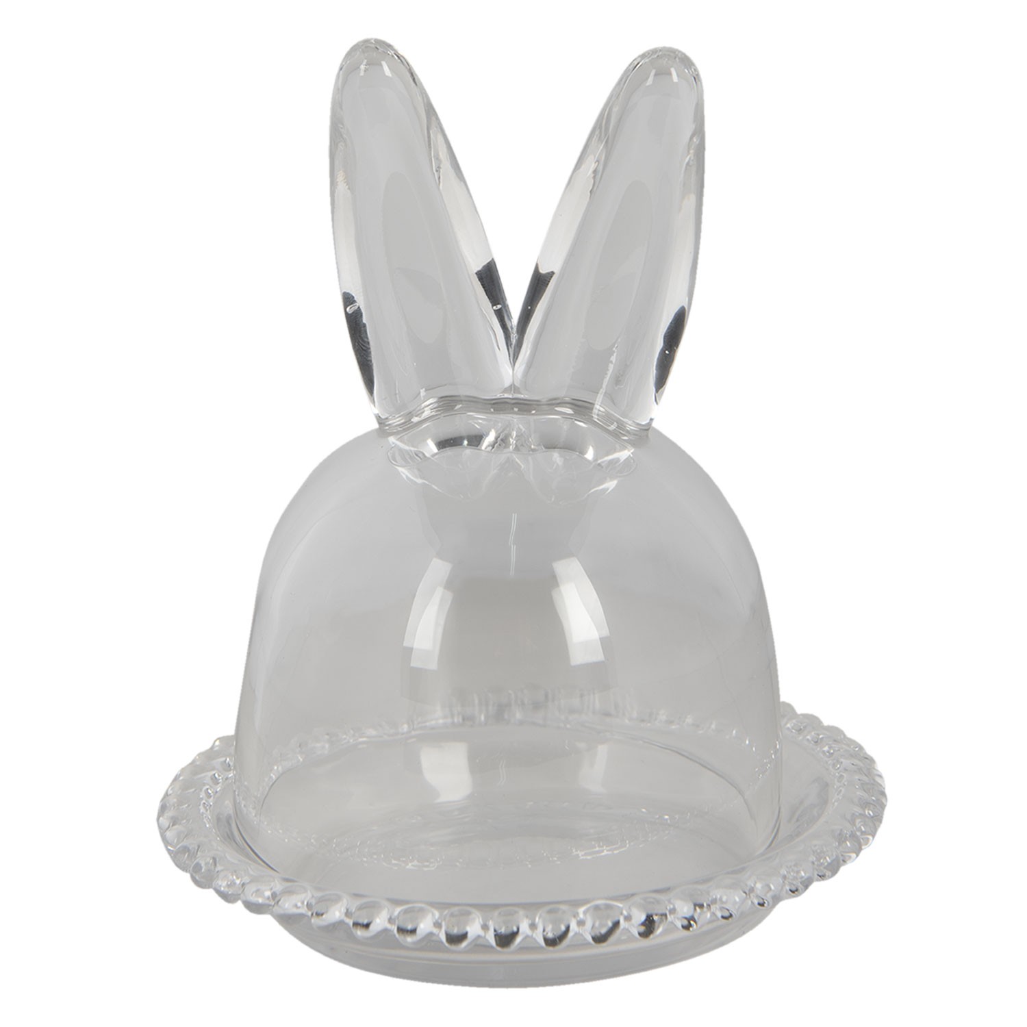 Skleněný podnos s poklopem a oušky Rabbit - Ø 14*16 cm