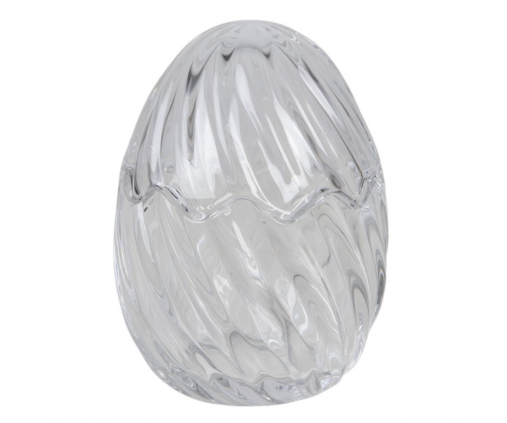 Skleněná úložná nádoba s víkem ve tvaru vajíčka - Ø 9*12 cm