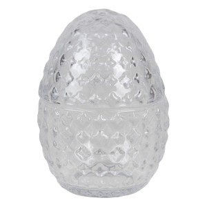 Skleněná dóza na bonbóny ve tvaru vajíčka - Ø 9*12 cm