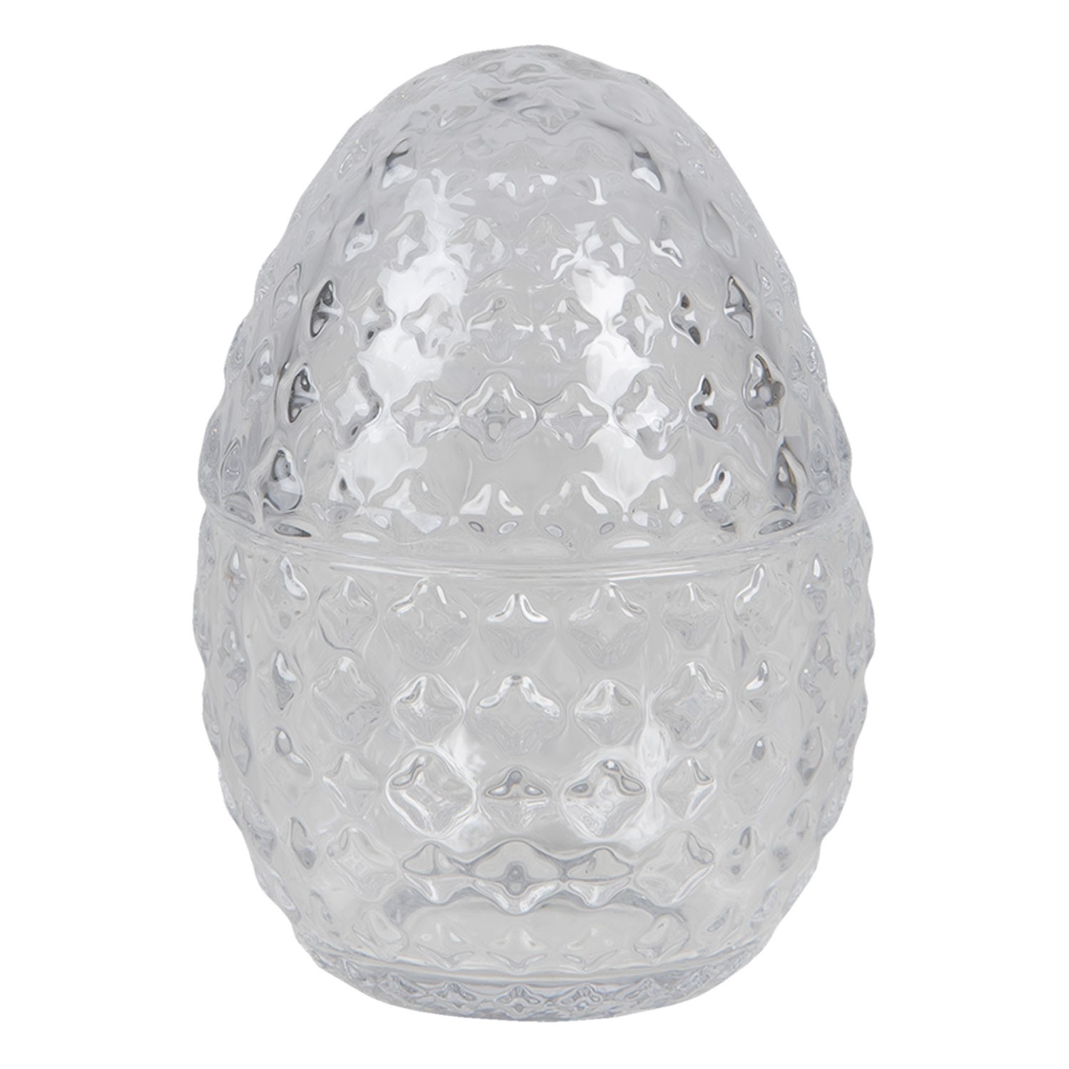 Skleněná dóza na bonbóny ve tvaru vajíčka - Ø 9*12 cm
