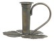 Bronzový antik svícen na úzkou svíčku Leaves - 13*12*9cm