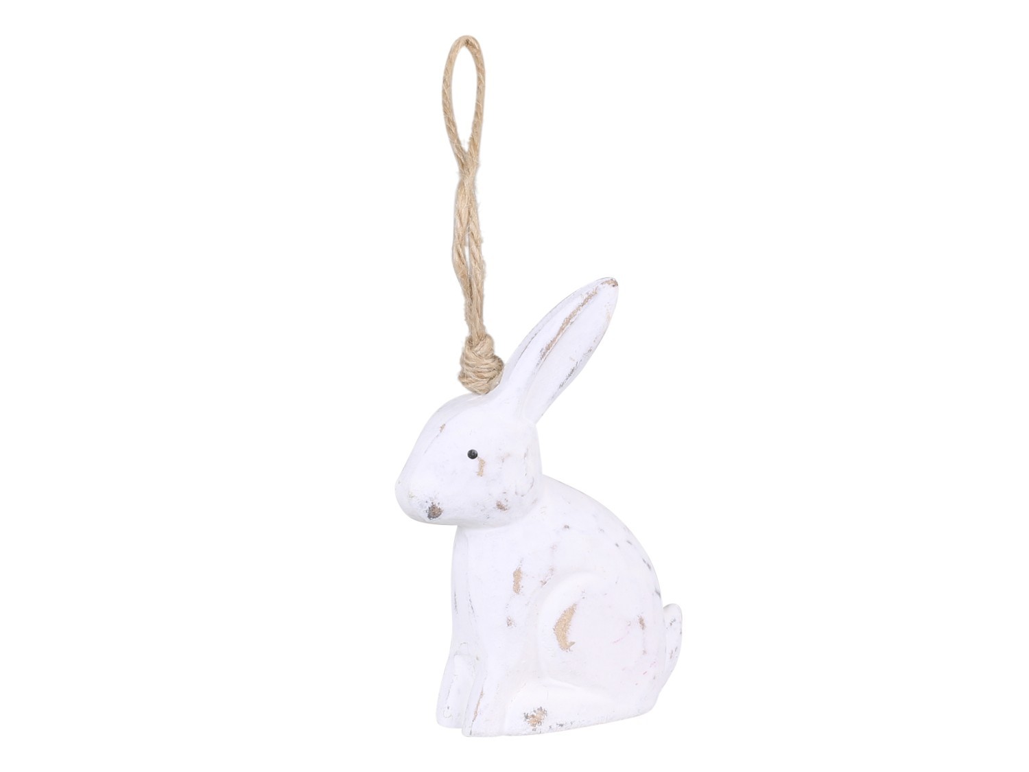 Závěsná dřevěná dekorace králík - 7*3*10 cm Chic Antique