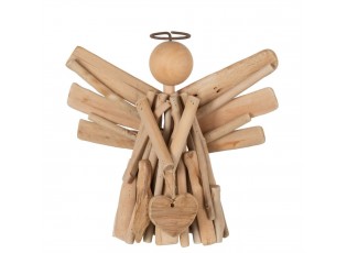 Přírodní dřevěný anděl z větviček se srdíčkem - 23*10*22cm
