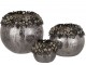 Skleněný kouřový svicen se stříbrným zdobením a kamínky Luxy - Ø 13*10cm