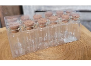 Sada 12ks skleněných lahviček s korkovým uzávěrem Alivia- Ø 2*5 cm