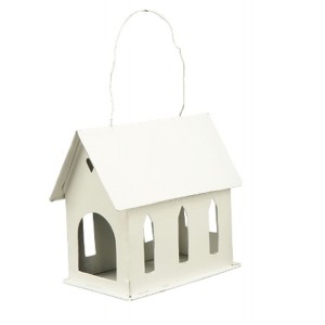 Krémový antik kovový domek na svíčku ClairBlanc - 12*7*11cm
