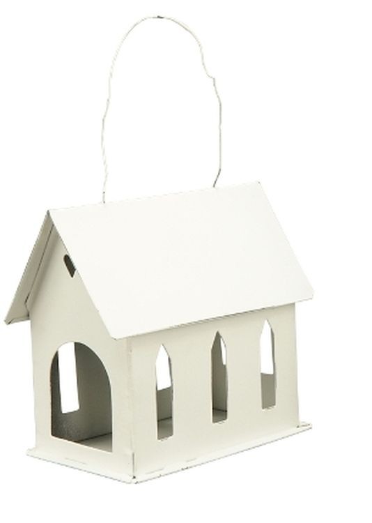 Krémový antik kovový domek na svíčku ClairBlanc - 12*7*11cm