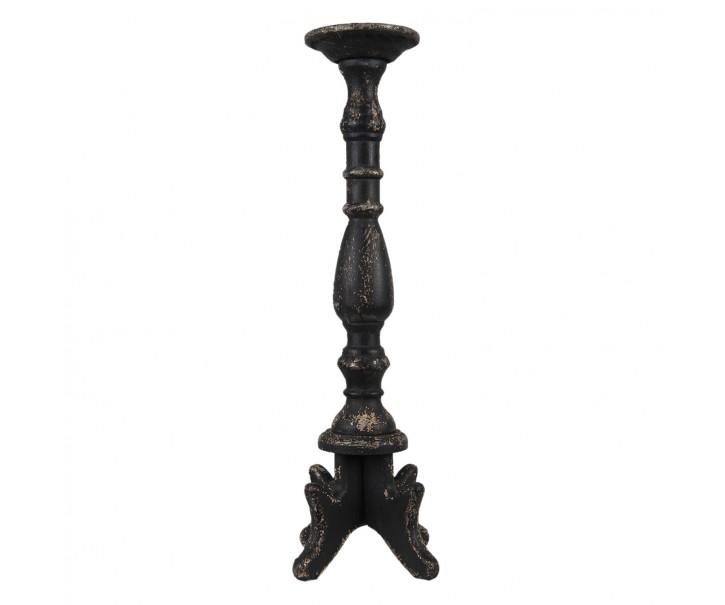 Černý antik dřevěný svícen Vien - Ø 21*60 cm