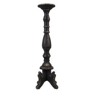 Černý antik dřevěný svícen Vien - Ø 21*60 cm
