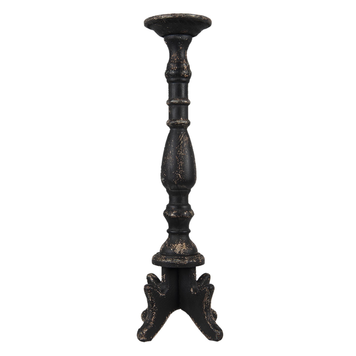 Černý antik dřevěný svícen Vien - Ø 21*60 cm Clayre & Eef