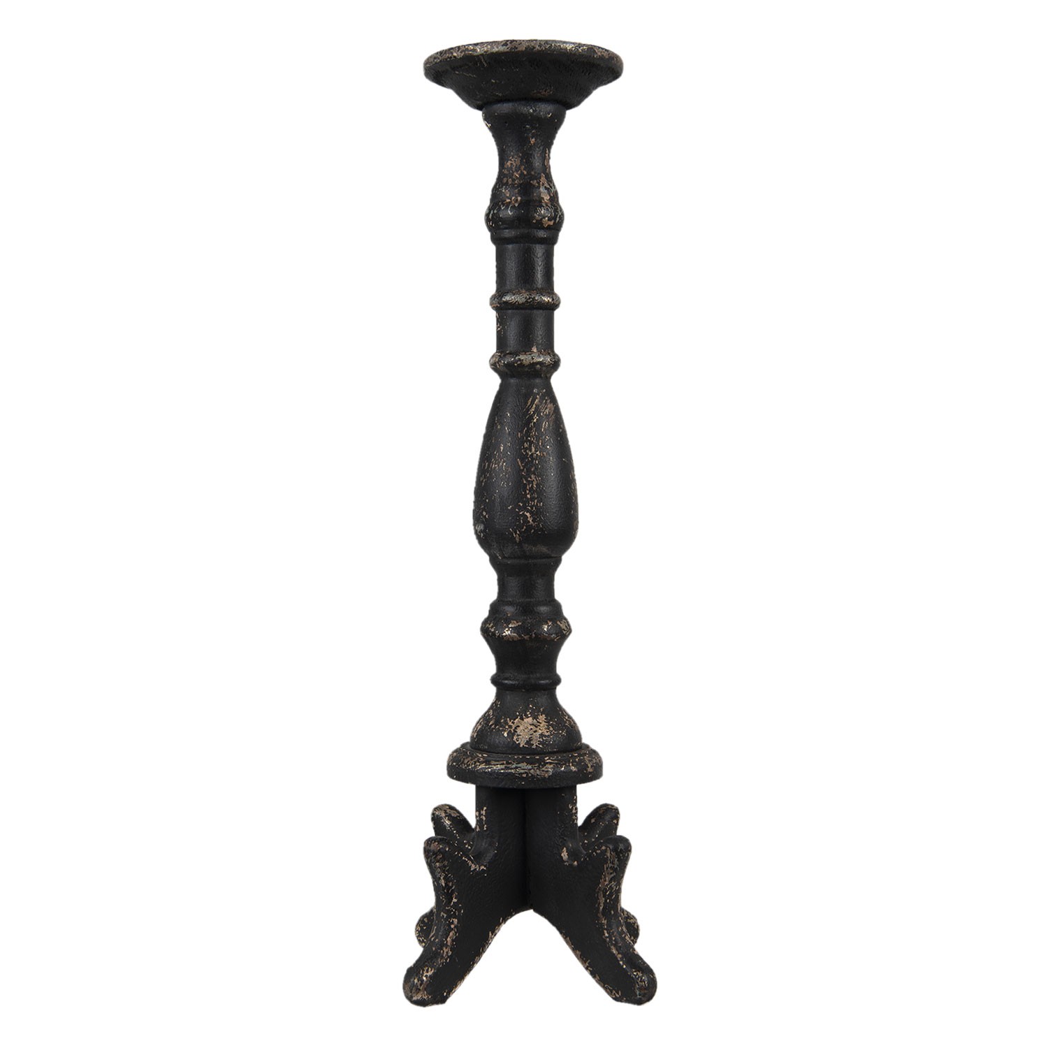 Černý antik dřevěný svícen Vien - Ø 21*60 cm