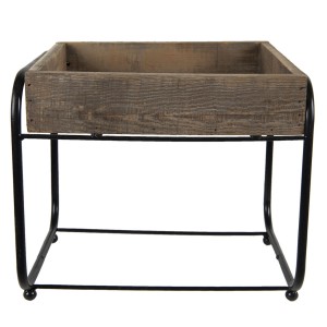 Dřevěno-kovový dekorační antik stolík na květinu - 32*26*27 cm