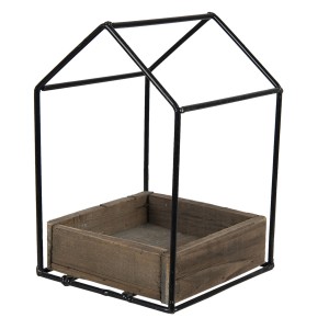Kovová polička na květiny ve tvaru domku - 15*15*23 cm
