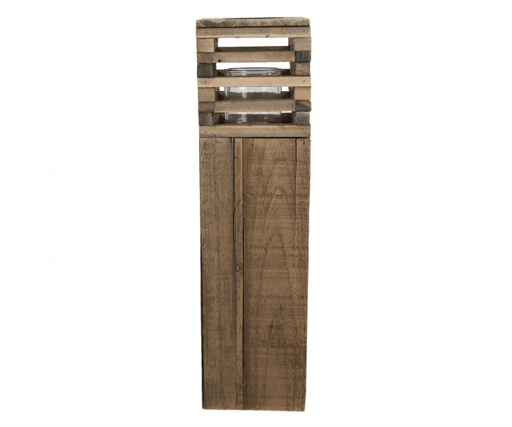 Dřevěná retro lucerna Pira - 14*14*52 cm