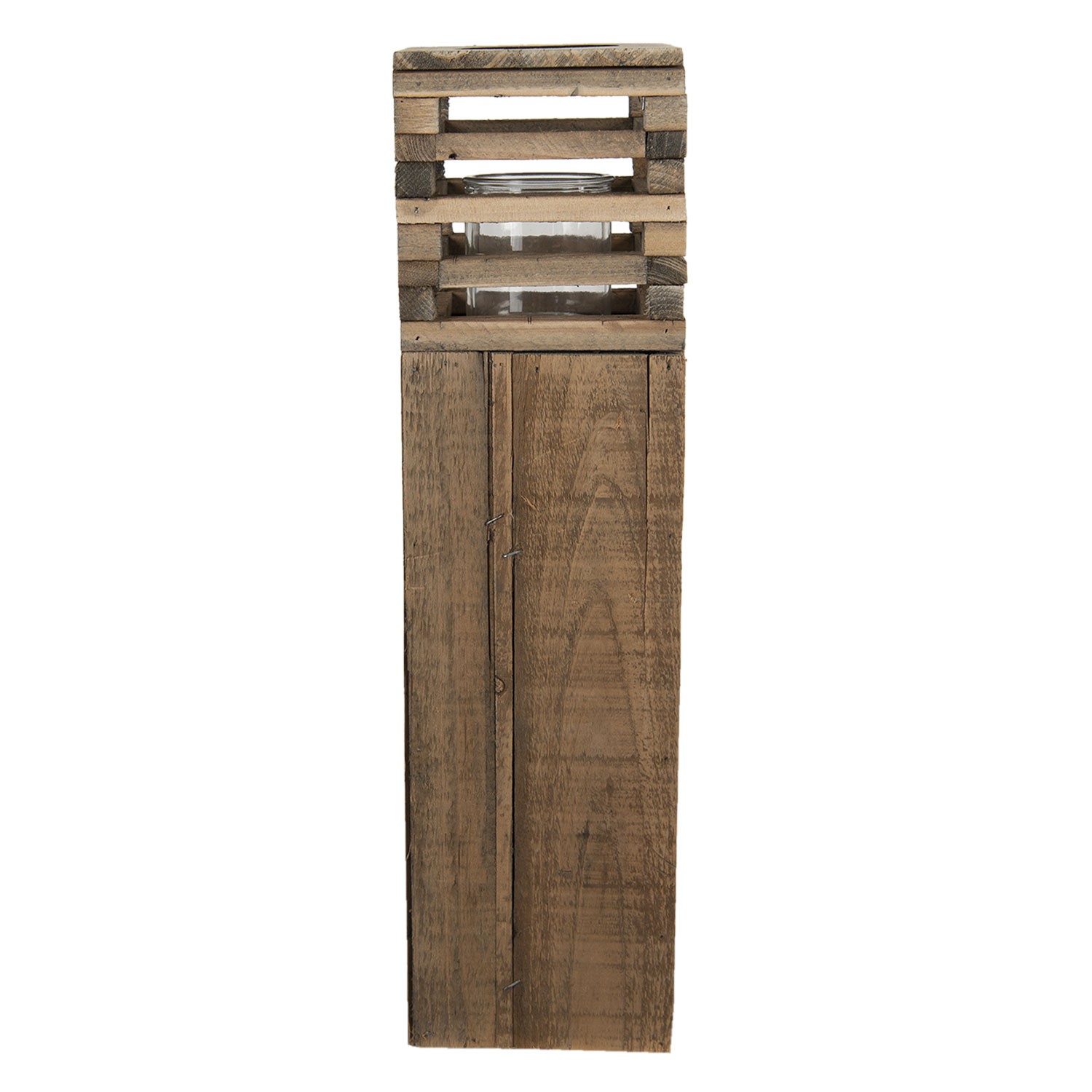 Dřevěná retro lucerna Pira - 14*14*52 cm 6H2088