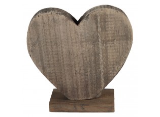 Hnědá antik dřevěná dekorace srdce - 19*7*19 cm