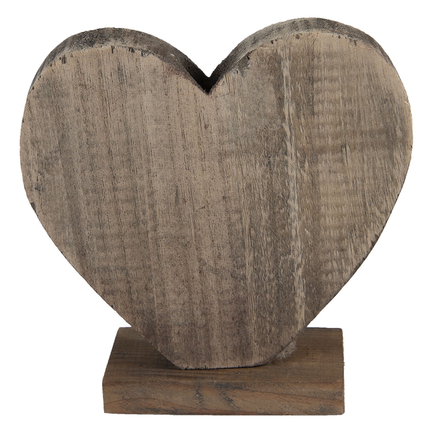 Hnědá antik dřevěná dekorace srdce - 19*7*19 cm 6H2137