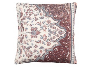 Růžový režný bavlněný povlak na polštář s ornamenty - 50*50 cm