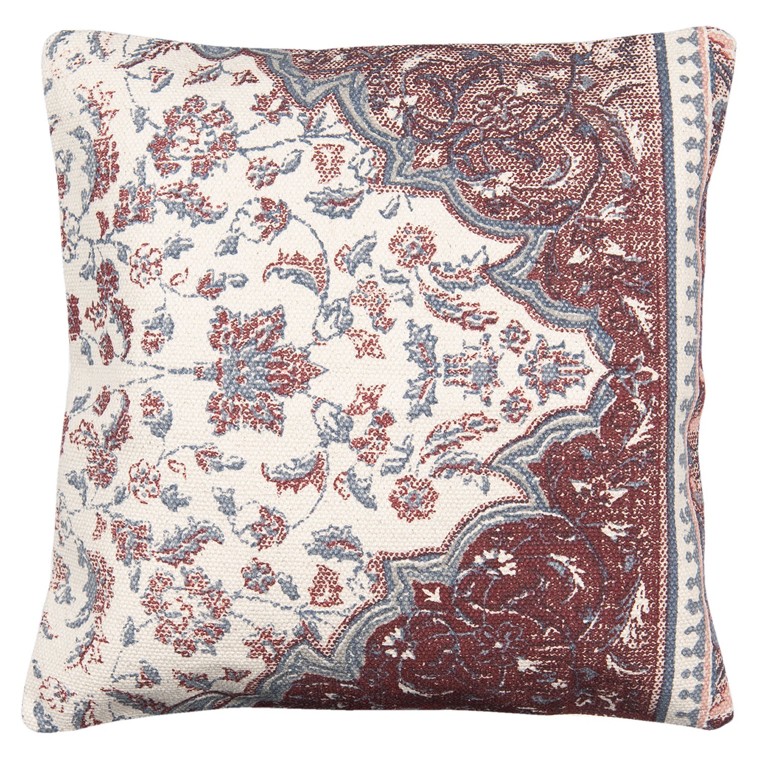Růžový režný bavlněný povlak na polštář s ornamenty - 50*50 cm Clayre & Eef
