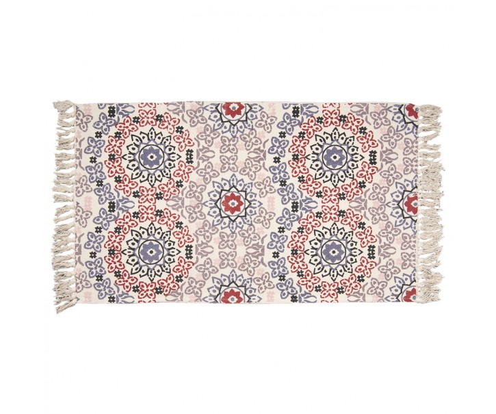 Bavlněný koberec s barevnými ornamenty a třásněmi - 70*120 cm
