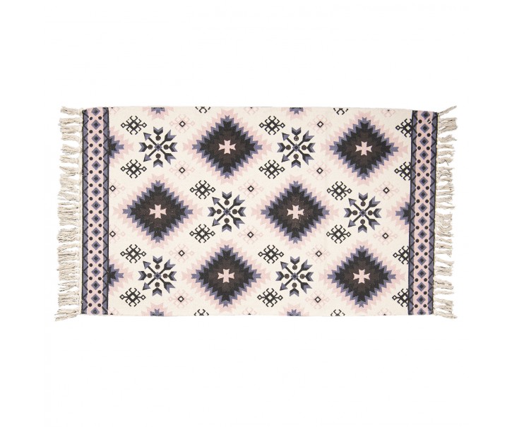 Bavlněný koberec s barevnými ornamenty a třásněmi - 140*200 cm