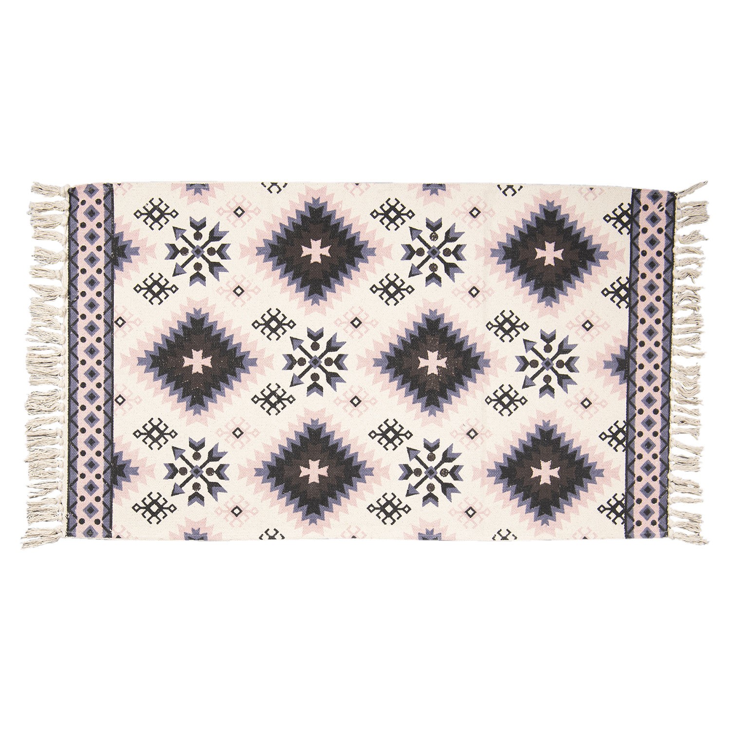 Bavlněný koberec s barevnými ornamenty a třásněmi - 140*200 cm Clayre & Eef