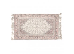 Růžový bavlněný koberec s květy a třásněmi Rosa - 70*120 cm