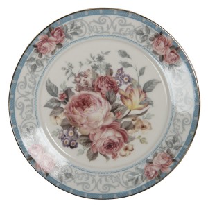 Porcelánový dezertní talířek se zlatou linkou Peony Rosé - Ø 21*2 cm