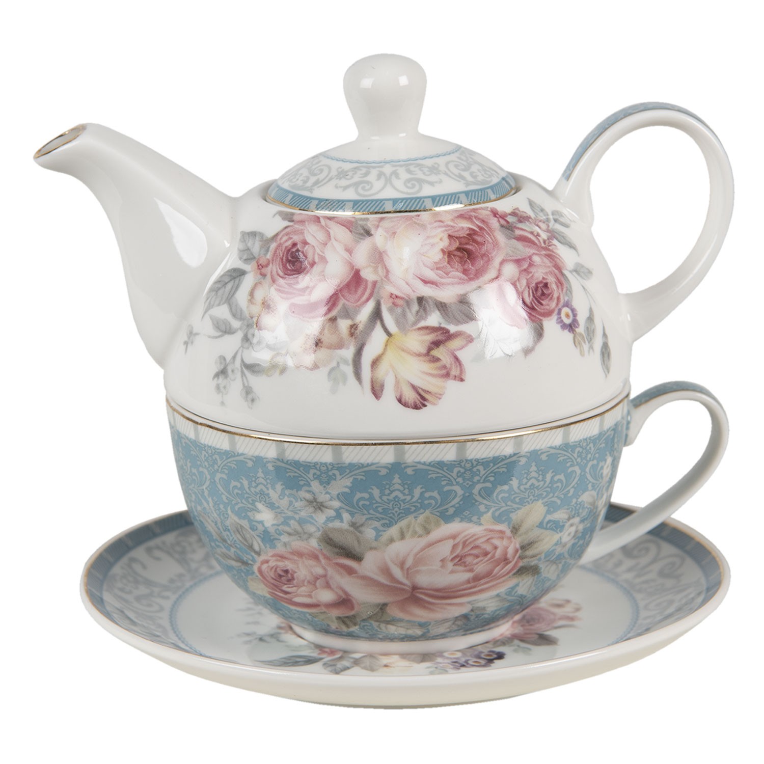 Porcelánový Tea for one Peony Rosé - 16*10*14 cm / 400 ml / 250 ml PECTEFO