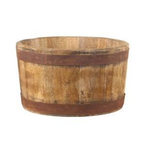 Dřevěné retro vědro / obal na květináč - Ø 30*17cm