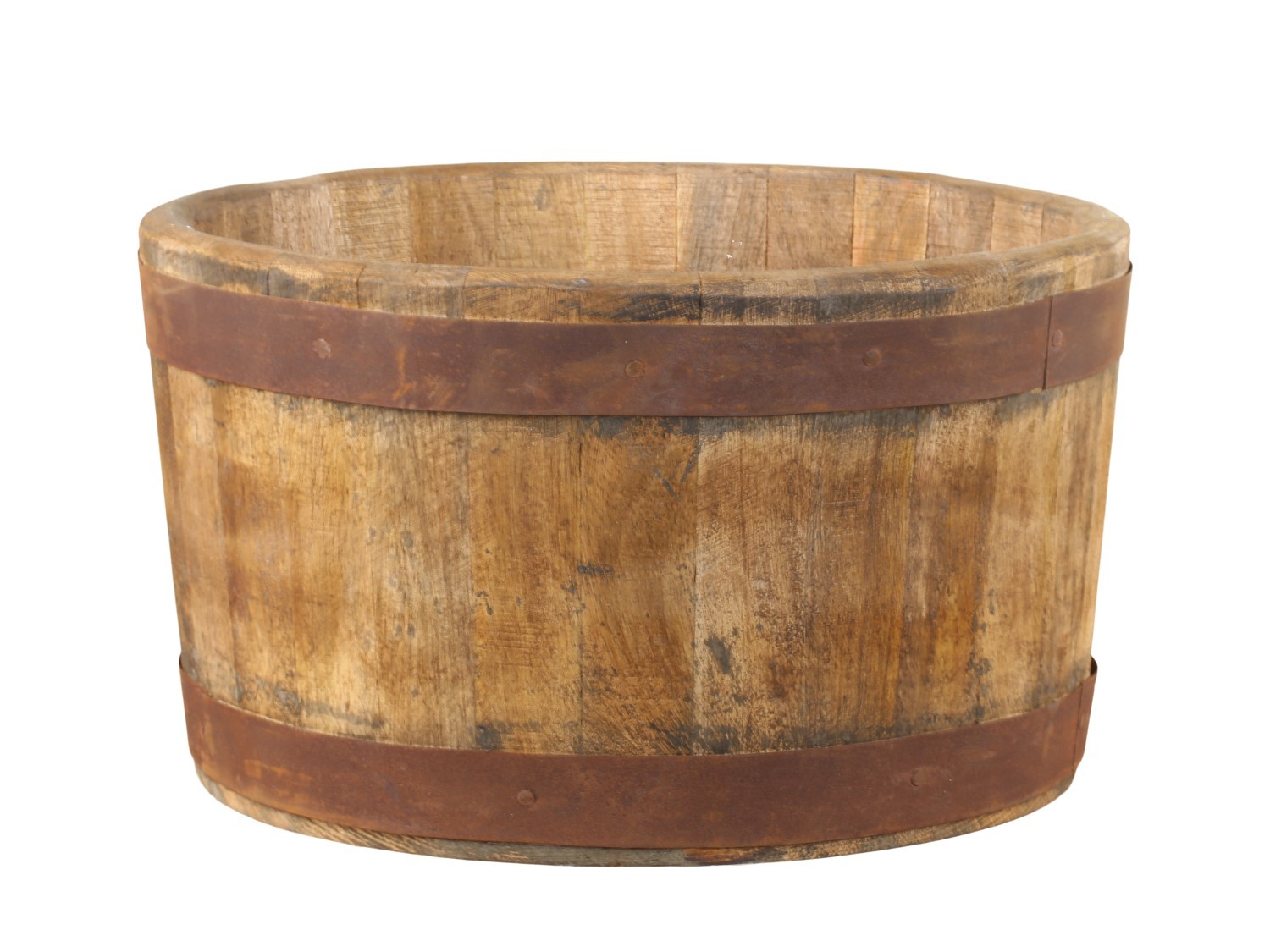 Dřevěné retro vědro / obal na květináč - Ø 30*17cm