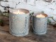 Set 2ks zinkový antik svícen/lucerna se srdíčky na širokou svíčku Heart - Ø 10*12cm