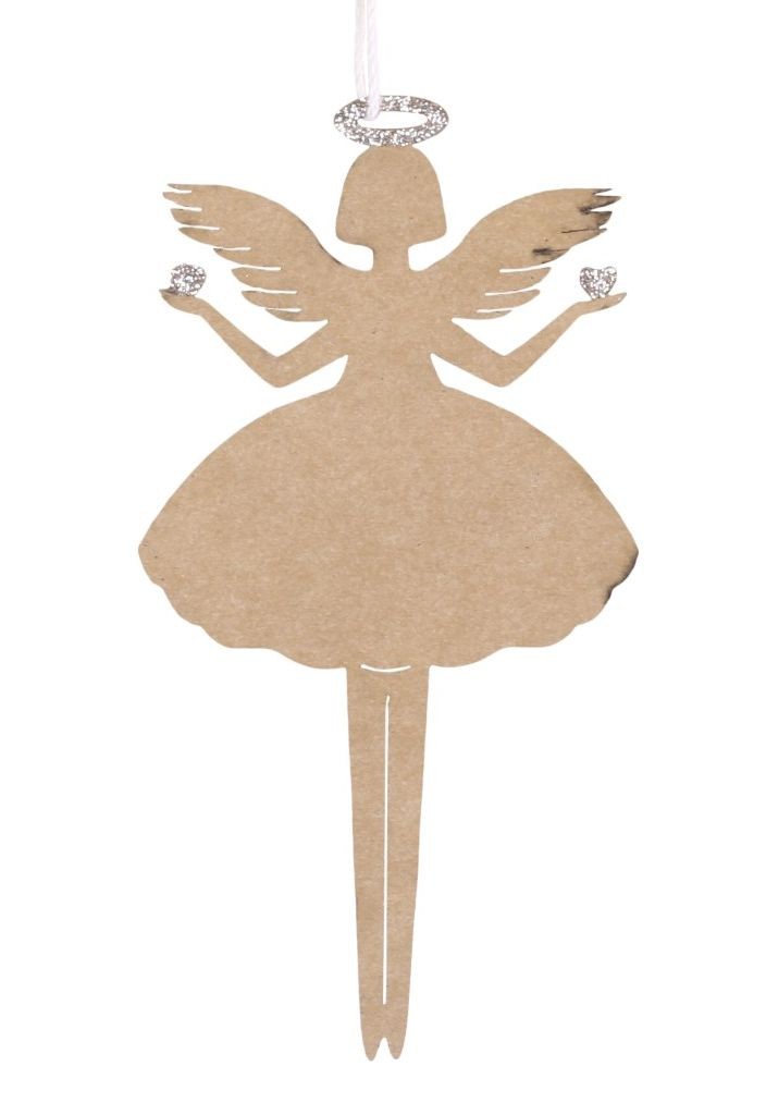Set 6ks hnědý papírový anděl s glitry Vintage - 6*12 cm Chic Antique