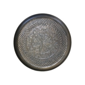 Mosazný antik kovový podnos s patinou Flowier - Ø 61*4cm