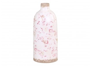 Keramická dekorační váza s růžovými kvítky Floral -  Ø 11*26cm