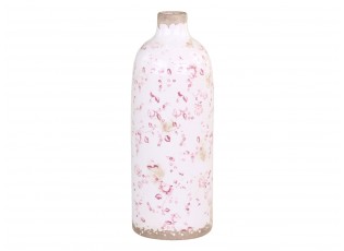 Keramická dekorační váza s růžovými kvítky Floral -  Ø 11*31cm
