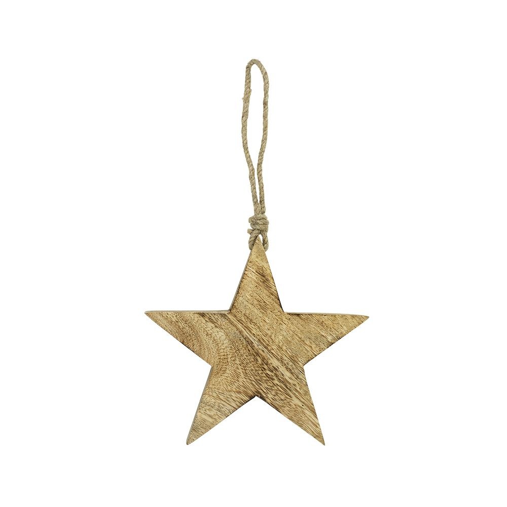 Dekorace přírodní dřevěná hvězda na provázku - 15*2*15cm