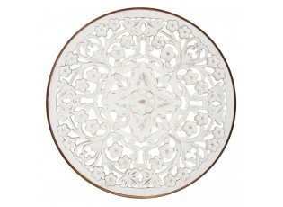 Dřevěná antik nástěnná dekorace ornament květina Klié - Ø 80*3 cm