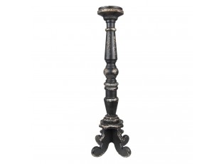 Černý antik dřevěný svícen - Ø 16*65 cm