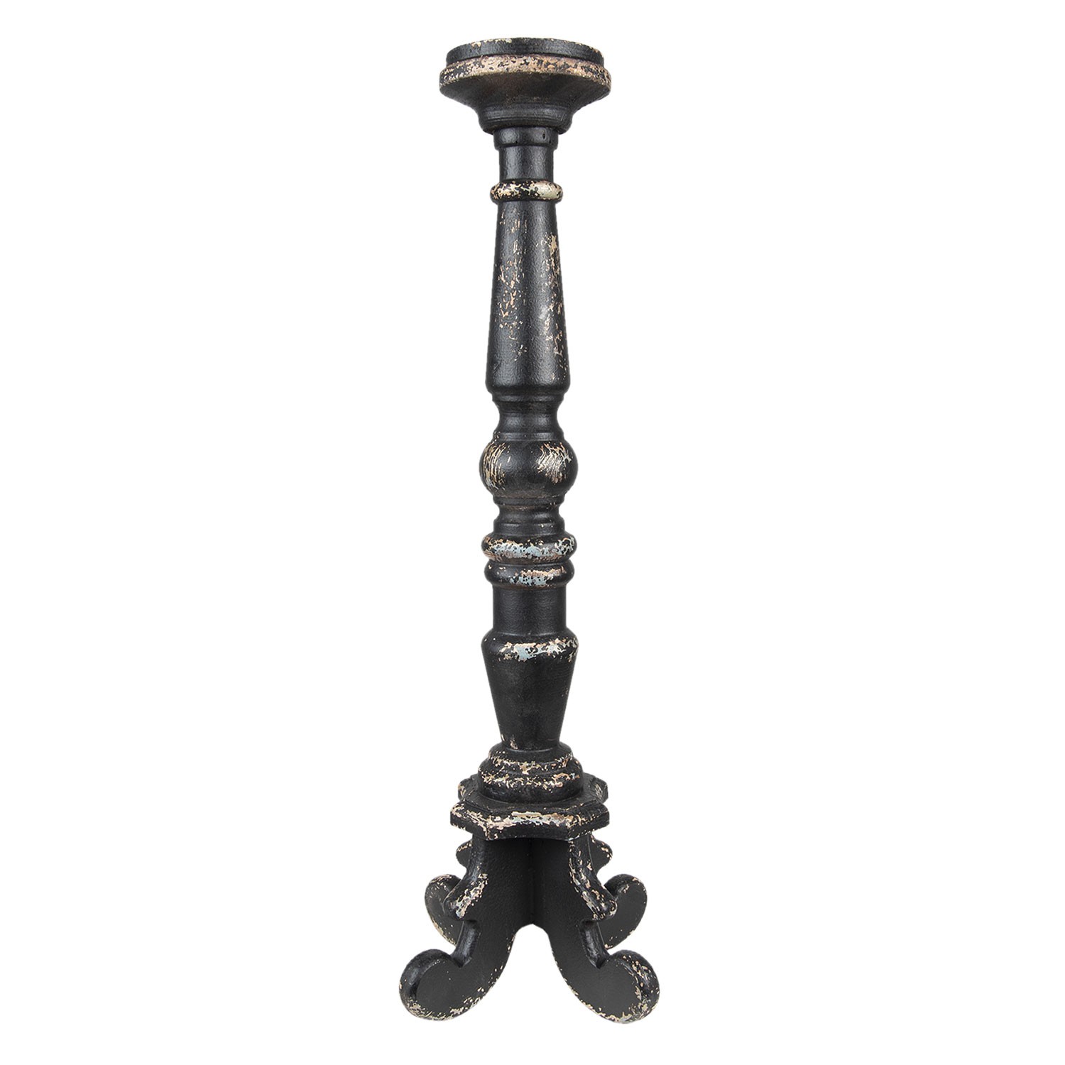 Černý antik dřevěný svícen - Ø 16*65 cm Clayre & Eef