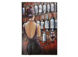 Kovový obraz na stěnu Žena v baru - 120*5*80 cm