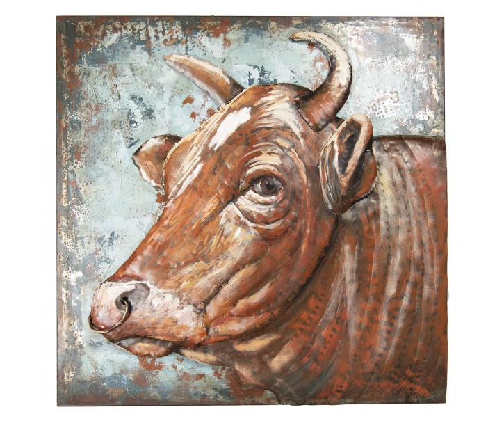 Kovový obraz na stěnu Býk - 80*6*80 cm