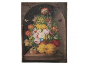 Obraz s květinami ve váze na jutovém podkladu - 30*2*40 cm