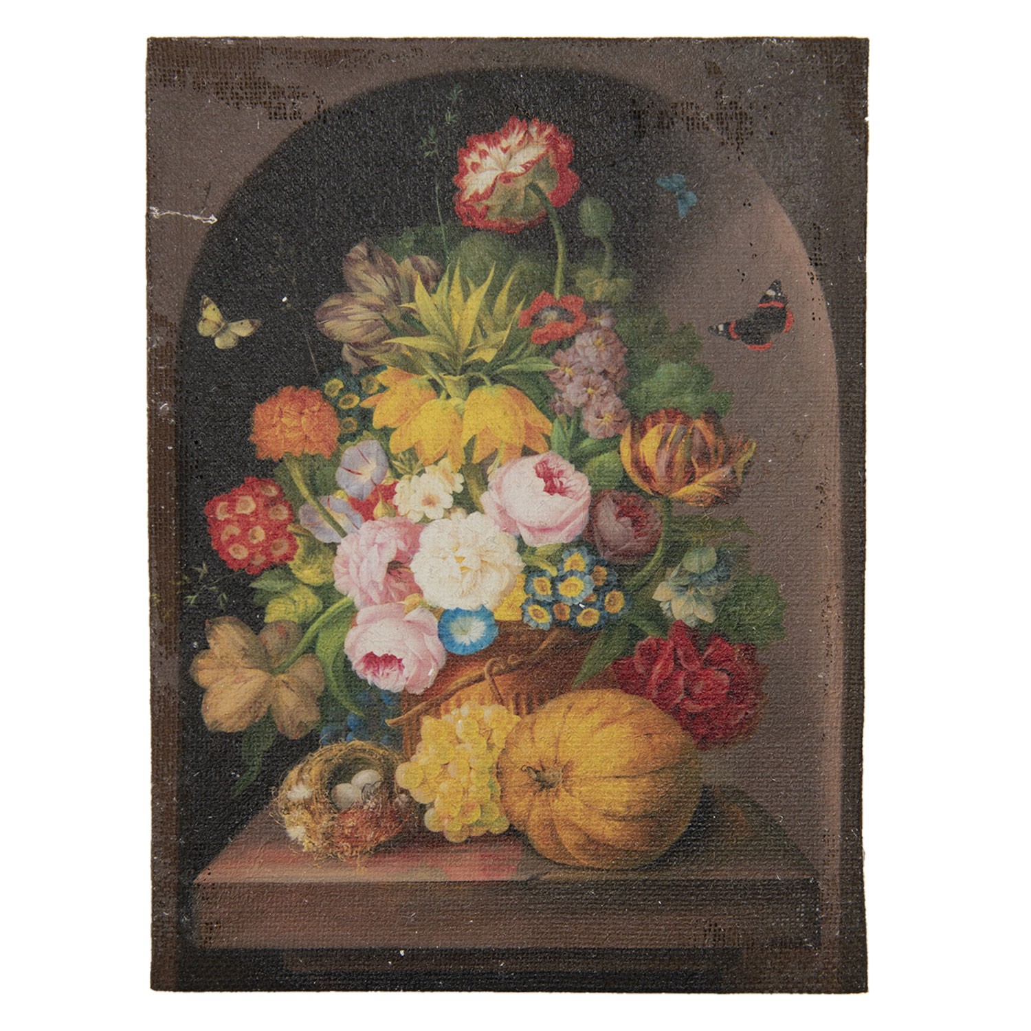 Levně Obraz s květinami ve váze na jutovém podkladu - 30*2*40 cm 64971