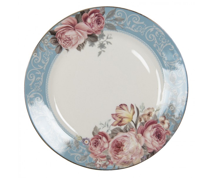 Porcelánový jídelní talíř se zlatou linkou Peony Rosé - Ø 26*2 cm