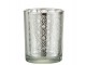 Stříbrný skleněný svícen s ornamenty S - 10*10*12,5 cm