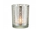 Stříbrný skleněný svícen s ornamenty S - 10*10*12,5 cm