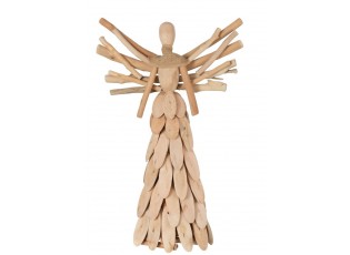 Přírodní dřevěný anděl z větviček se šátkem Scarf branches - 30*10*49cm